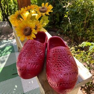 Red Dutch wooden shoe Very large,mostly decorative unless you have a large foot